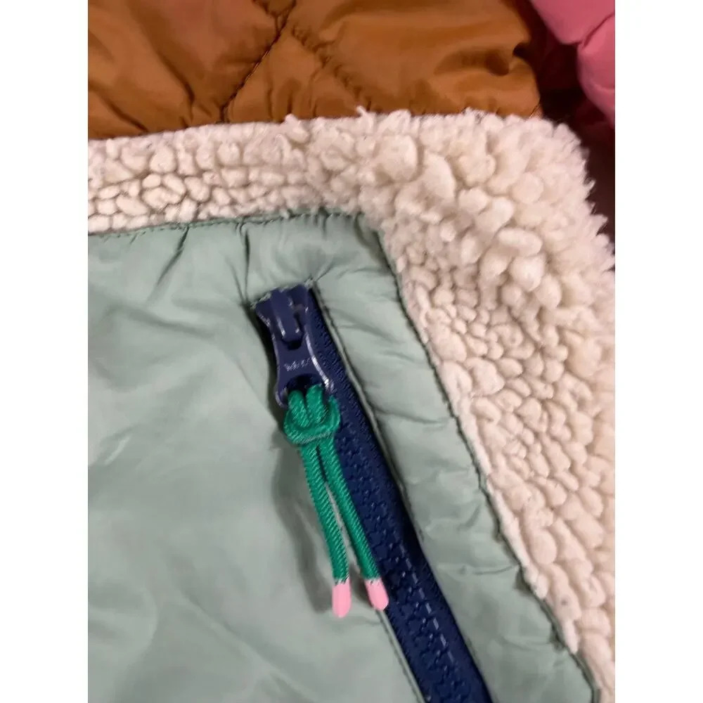 Mini Boden Colorblock Mixed Media Jacket Hooded Girls 6-7